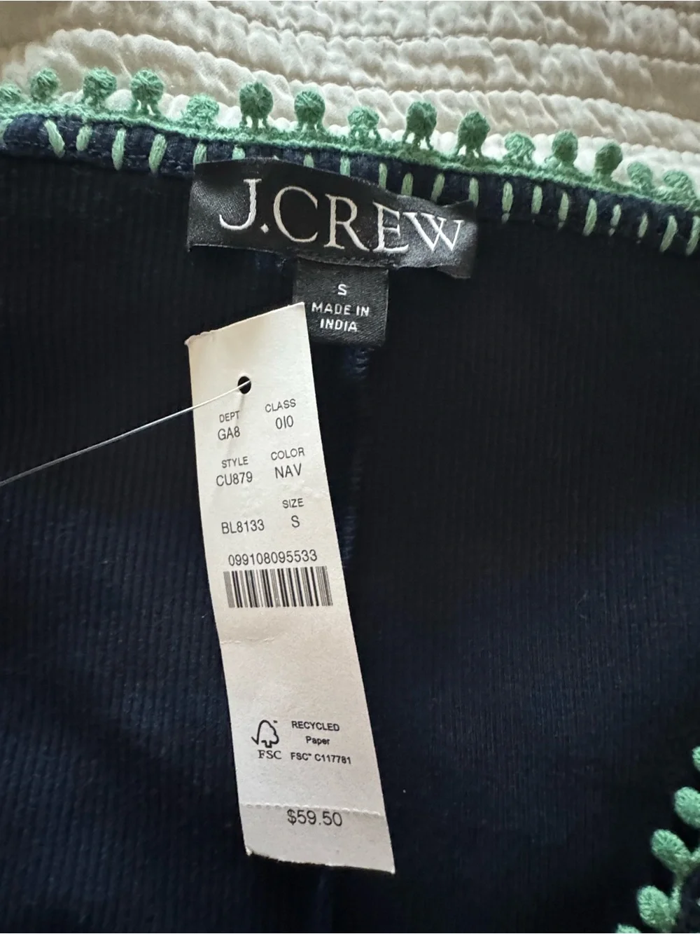 New! J.Crew Perfect rib V-neck tank top with hand-stitched trim in Navy